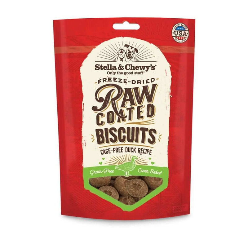 Stella and Chewys Cage-Free Duck Raw Coated Biscuits Dog Treats 9oz