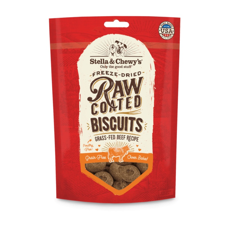 Stella and Chewys Grass-Fed Beef Raw Coated Biscuits Dog Treats 9oz
