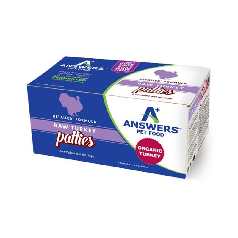 Answers Pet Food Raw Turkey Detailed Formula for Dogs 4lb