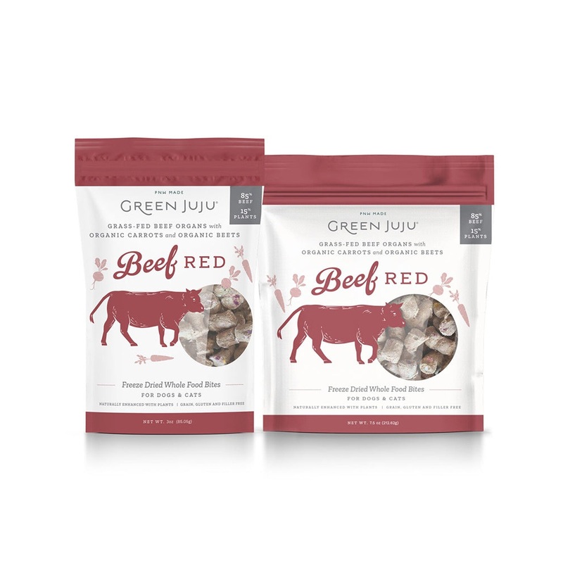 Green JuJu Freeze-Dried Beef Red Bites for Dogs & Cats 3oz
