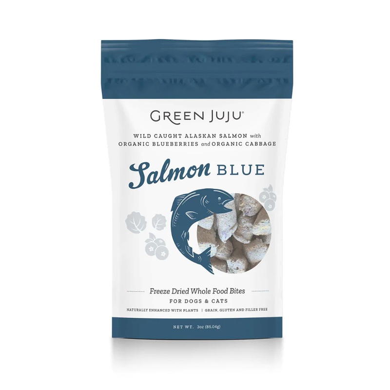Green JuJu Freeze-Dried Salmon Blue Bites for Dogs & Cats 3oz