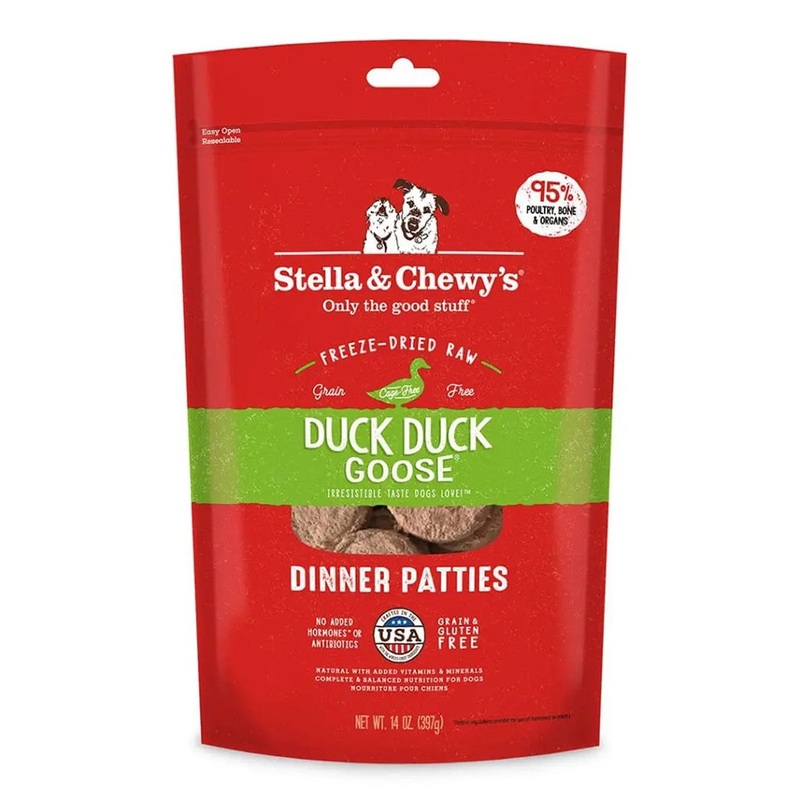 Stella & Chewys Freeze-Dried Duck Goose Dinner Patties for Dogs 25oz