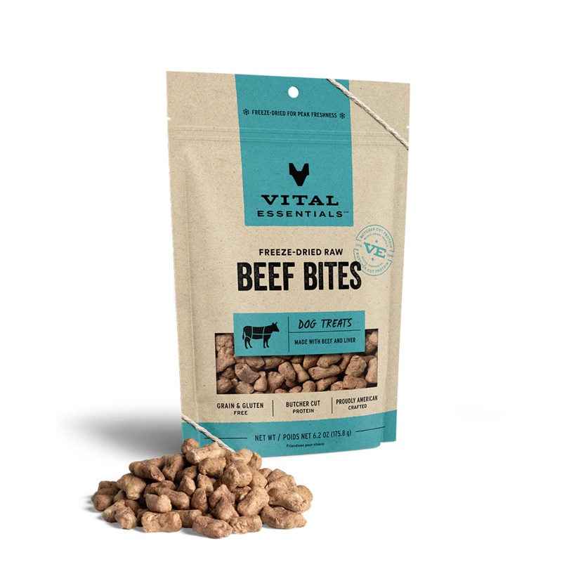 Vital Essentials Freeze-Dried Beef Bites Dog Treats 6.2oz