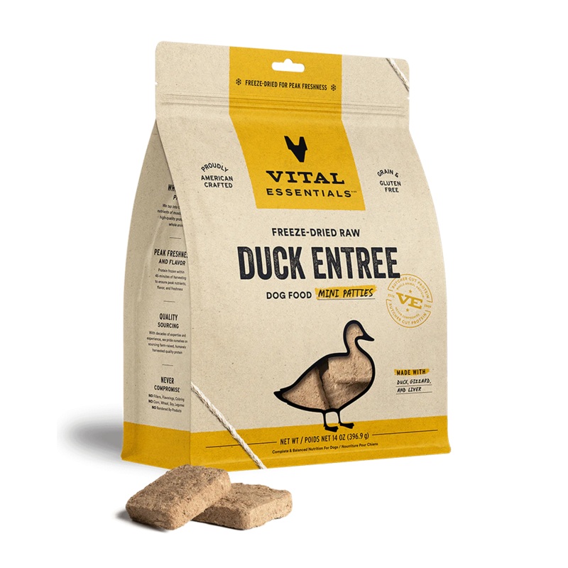 Vital Essentials Freeze-Dried Duck Mini Patties for Dogs 14oz