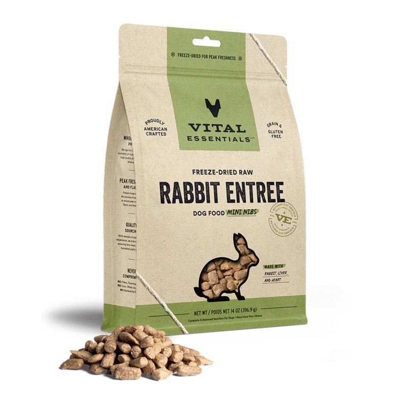 Vital Essentials Freeze-Dried Rabbit Mini Nibs Dog Food 14oz