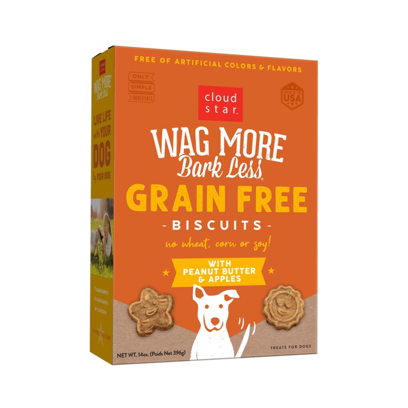 Wag More Bark Less Grain-Free Dog Biscuits: Peanut Butter & Apples 14oz