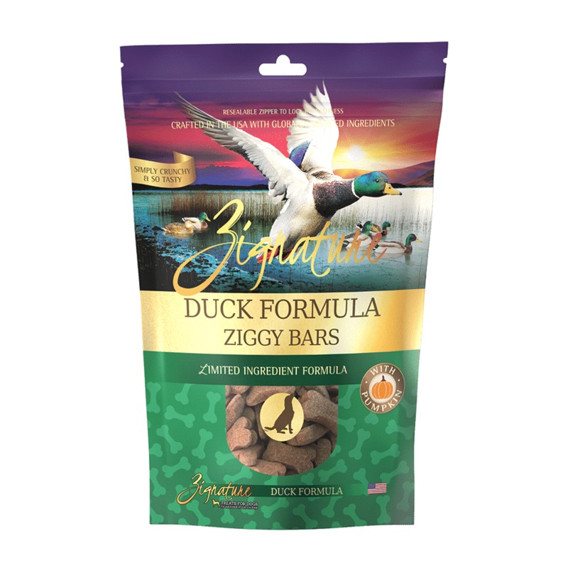 Zignature Ziggy Bar Biscuit Dog Treats - Duck 12oz