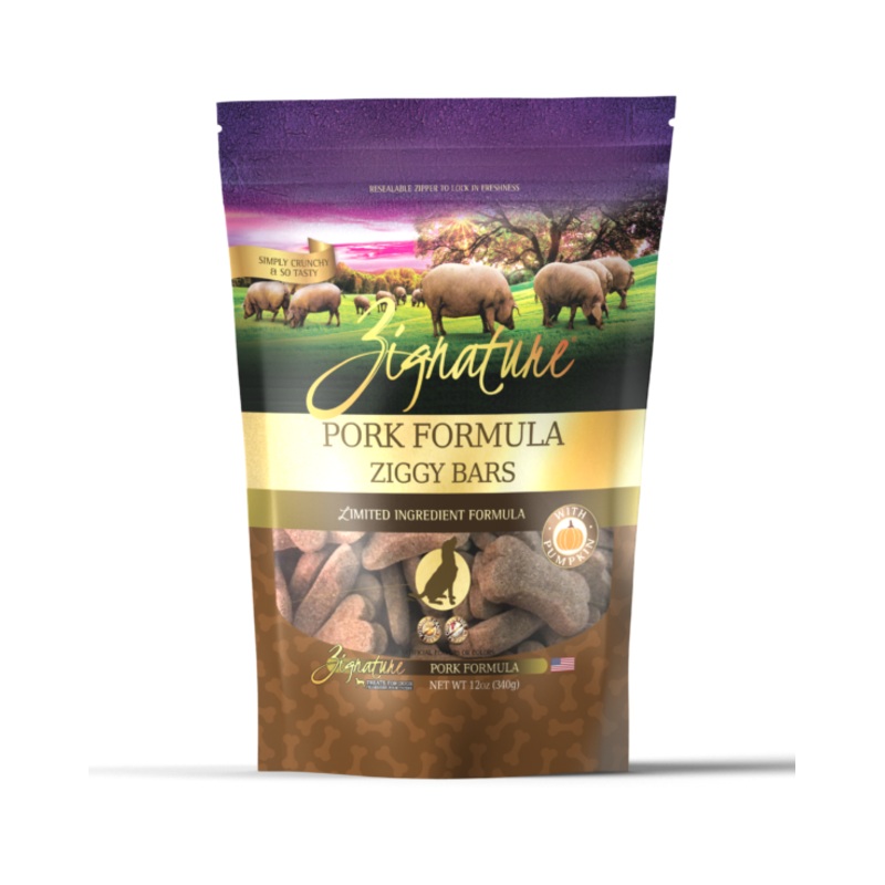 Zignature Ziggy Bar Biscuit Dog Treats - Pork 12oz