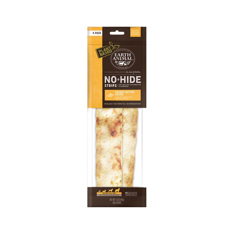 Earth Animal Peanut Butter No-Hide Strip Dog Chews 4-Pack