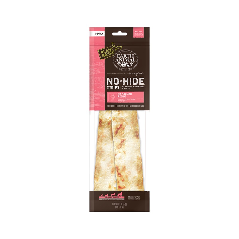Earth Animal Salmon No-Hide Strip Dog Chews 4-Pack