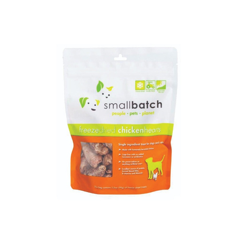 Small Batch Freeze-Dried Chicken Hearts Dog & Cat Treats 3.5oz