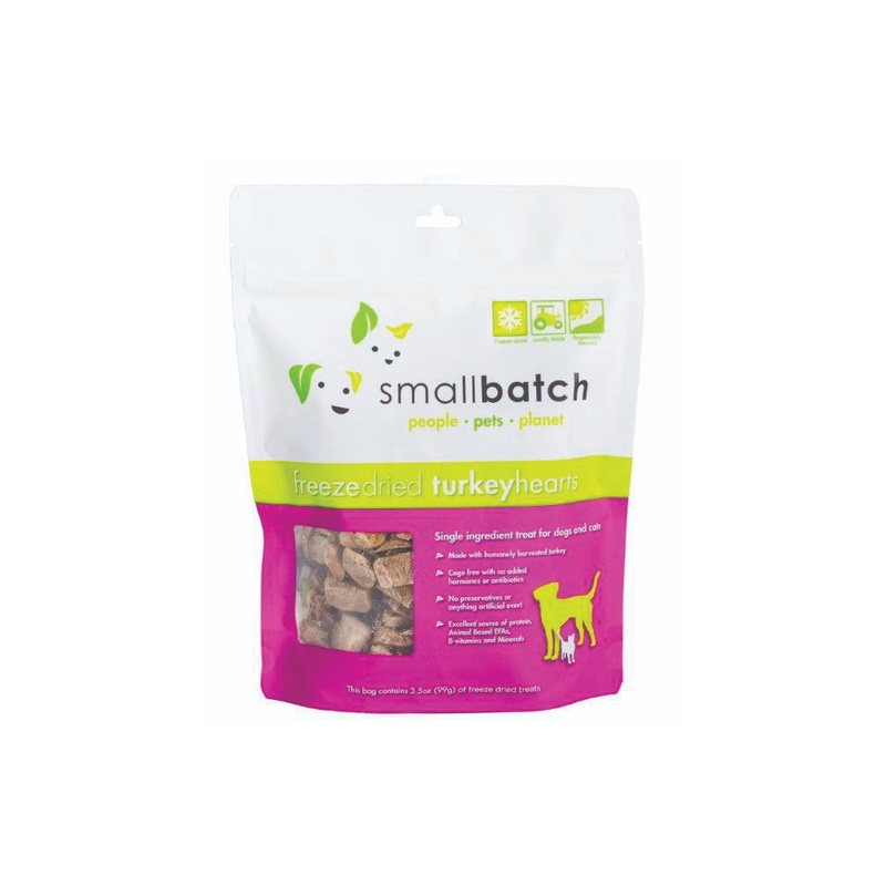 Small Batch Freeze-Dried Turkey Hearts Dog & Cat Treats 3.5oz