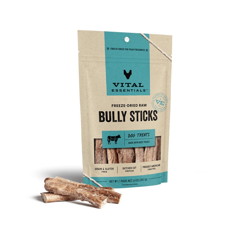 Vital Essentials Freeze-Dried Treats Bully Stick Dog Treats - 5 Pack