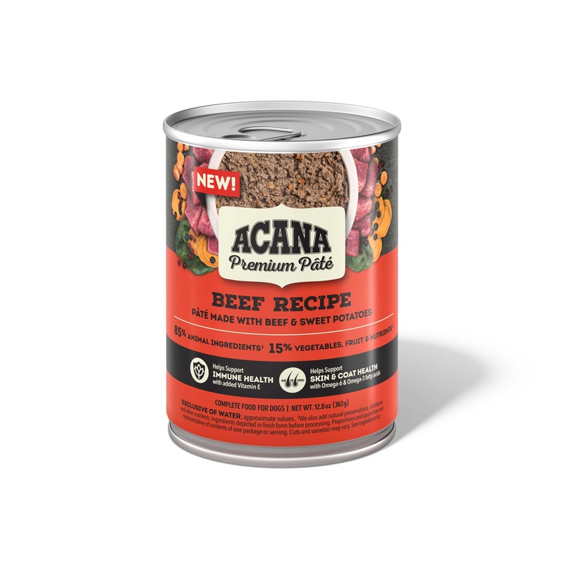 ACANA Premium Adult High-Protein Beef Recipe in Bone Broth Pate Wet Dog Food 12.8oz