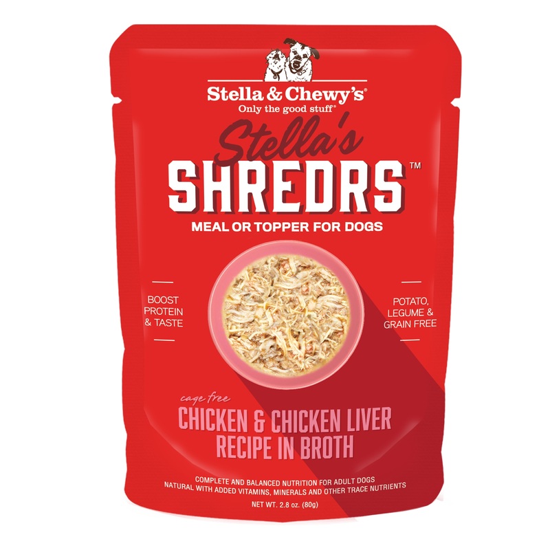 Stella & Chewy's Shredrs Chicken & Chicken Liver Recipe in Broth 2.8oz