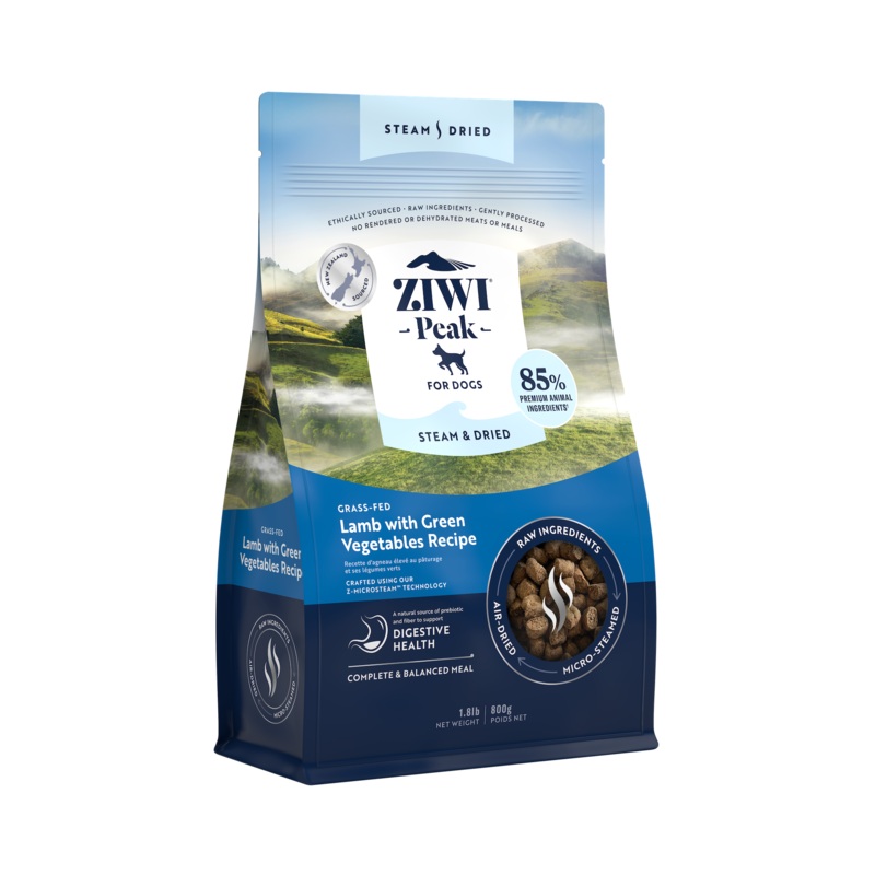ZIWI Peak Steam-Dried Lamb Green Vegetables Dog Food 1.8lb