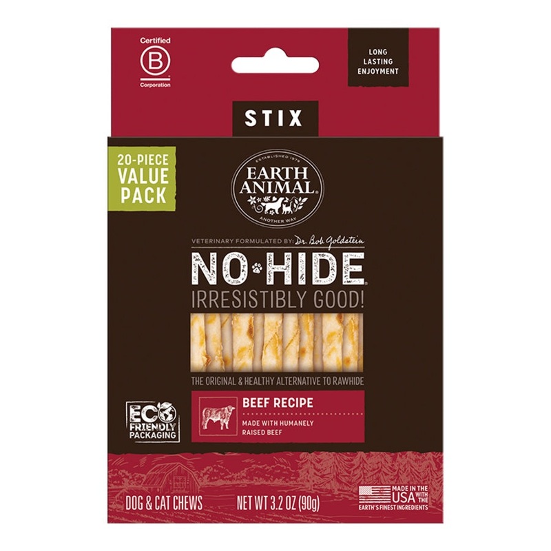 Earth Animal Beef No-Hide Stix Dog Chews Value Pack - 20pk