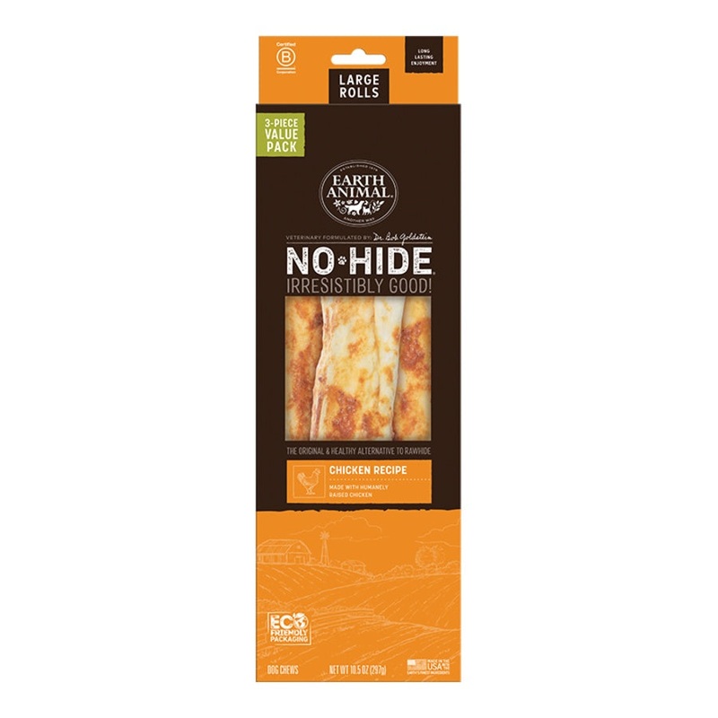 Earth Animal Chicken No-Hide 11" Large Roll Dog Chews Value Pack - 3pk