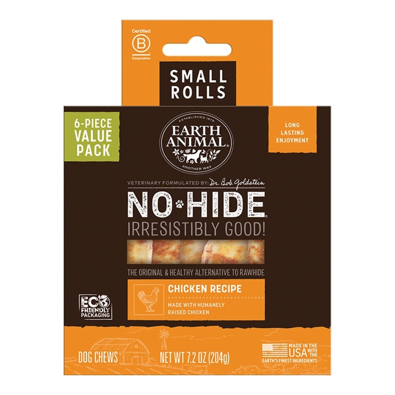 Earth Animal Chicken No-Hide Small 4" Roll Dog Chews Value Pack - 6pk