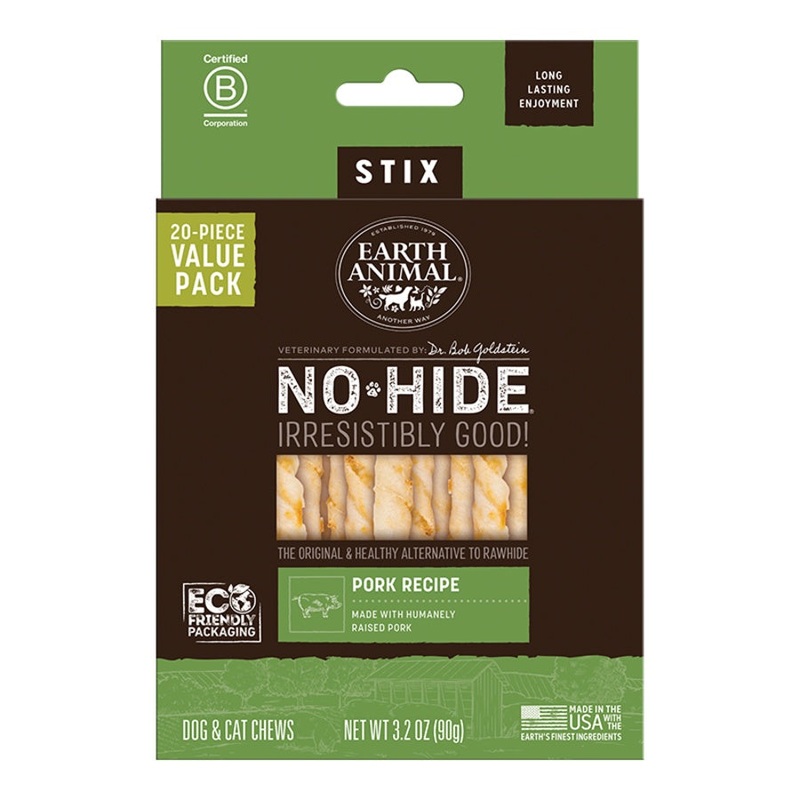 Earth Animal Pork No-Hide Stix Dog Chews Value Pack - 20pk