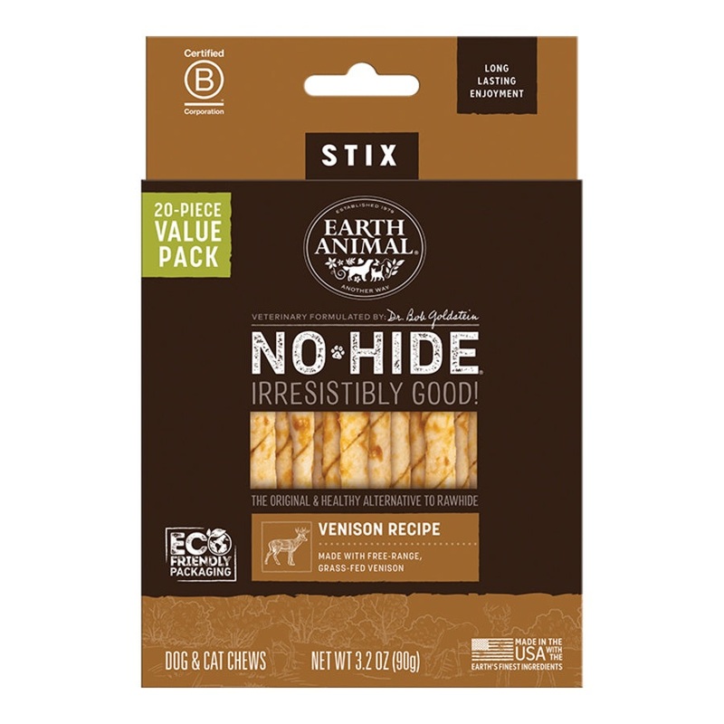 Earth Animal Venison No-Hide Stix Dog Chews Value Pack - 20pk