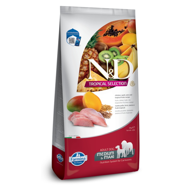 Farmina N&D Tropical Selection Chicken & Oats Medium & Maxi Adult Dry Dog Food 22lb
