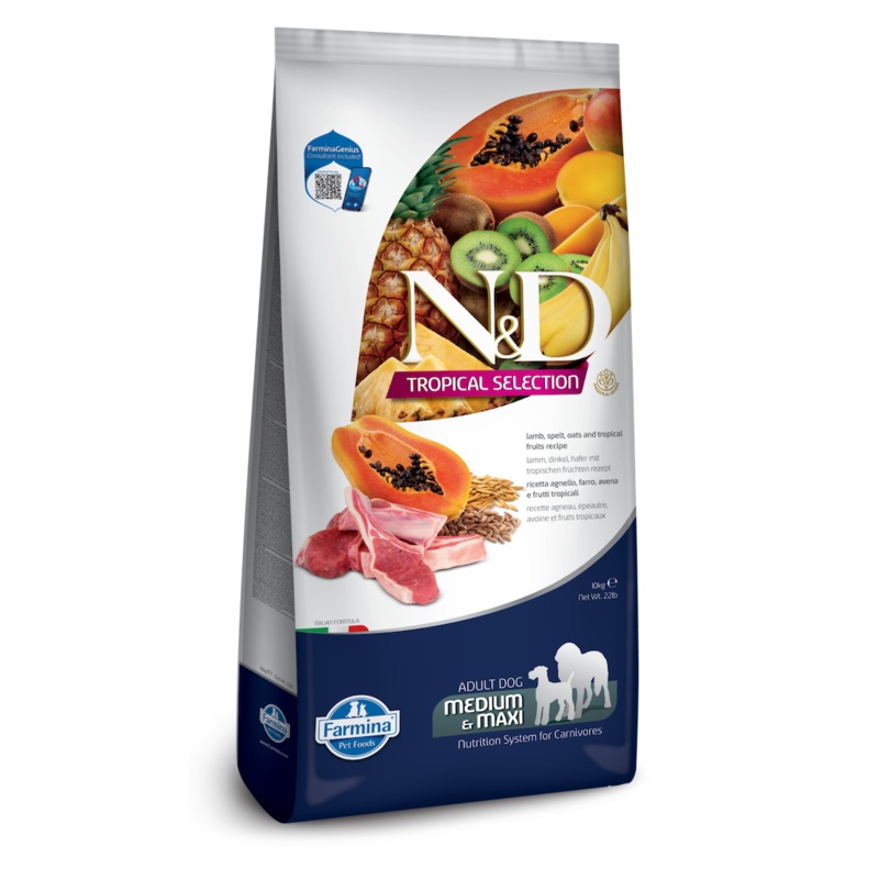 Farmina N&D Tropical Selection Lamb & Oats Medium & Maxi Adult Dry Dog Food 22lb