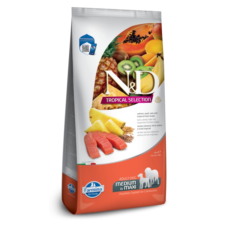 Farmina N&D Tropical Selection Salmon & Oats Medium & Maxi Adult Dry Dog Food 22lb