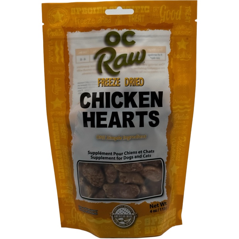 OC Raw Freeze-Dried Chicken Hearts Dog & Cat Treats 4oz