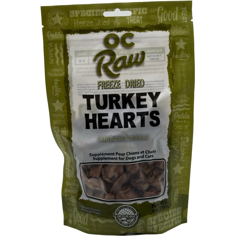 OC Raw Freeze-Dried Turkey Hearts Dog & Cat Treats 4oz