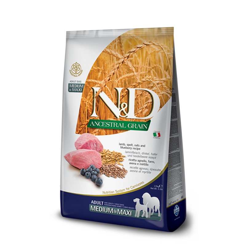 Farmina N&D Ancestral Grain Lamb & Blueberry Medium & Maxi Adult Dry Dog Food 5.5lb