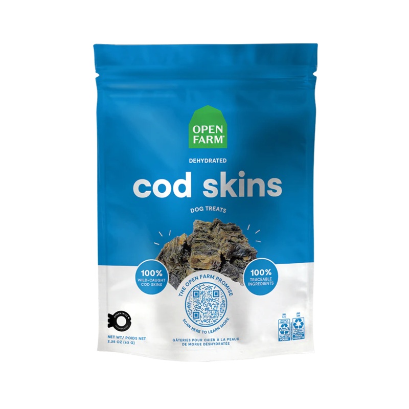Open Farm Dehydrated Cod Skins Dog Treats 2.25oz