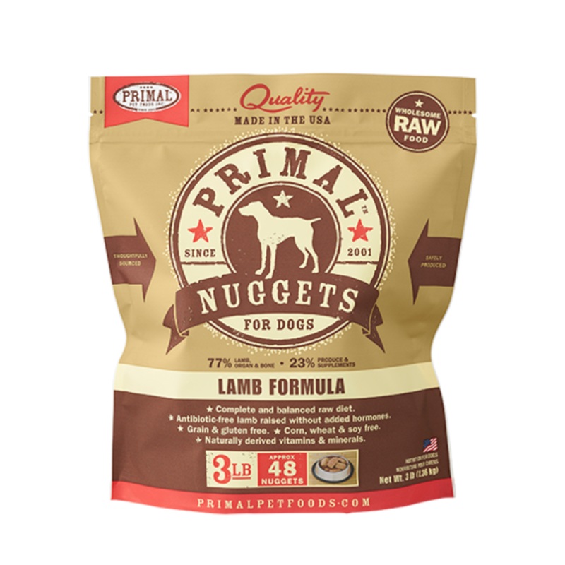 Primal Raw/Frozen Lamb Nuggets Canine Formula 3lb