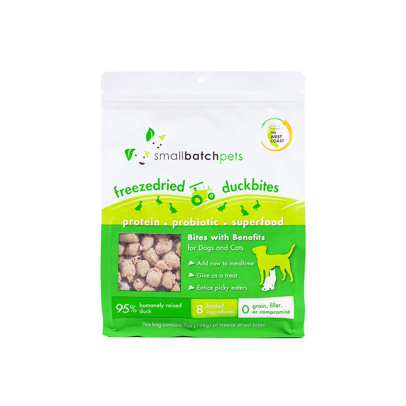 Small Batch Freeze-Dried Duck Bites for Dogs & Cats 7oz
