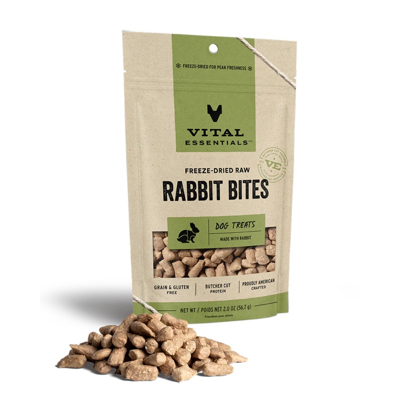 Vital Essentials Freeze-Dried Rabbit Bites Dog Treats 2oz