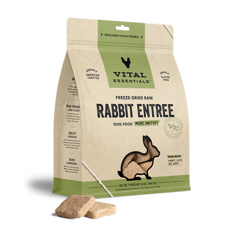 Vital Essentials Freeze-Dried Rabbit Mini Patties for Dogs 14oz