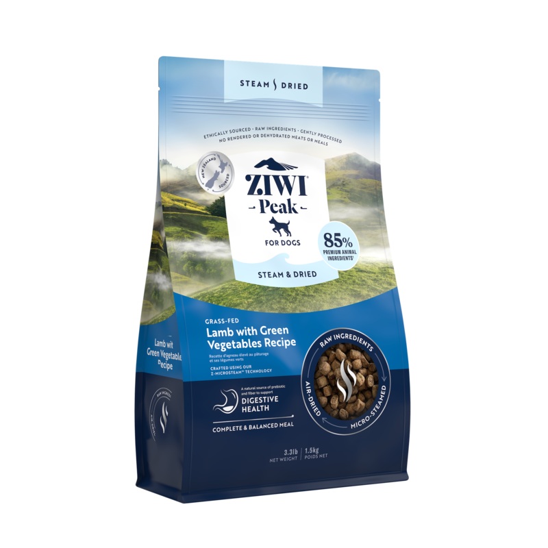 ZIWI Peak Steam-Dried Lamb Green Vegetables Dog Food 3.3lb