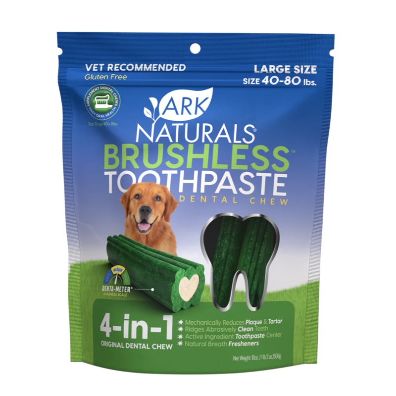 Ark Naturals Brushless Toothpaste Dental Chews for Dogs - Large 18oz