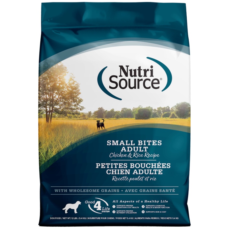 NutriSource Adult Small Bites Chicken & Rice Dry Dog Food 12lb