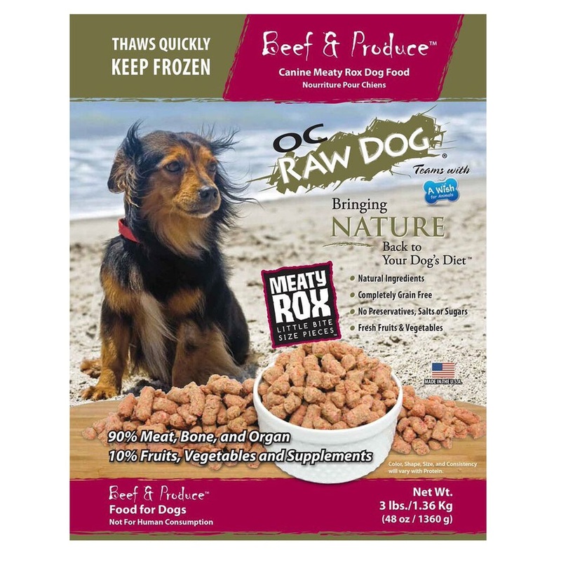 OC Raw Frozen Beef & Produce Meaty Rox for Dogs 3lb