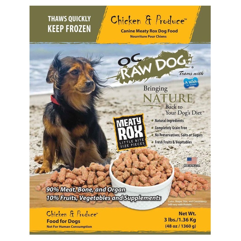 OC Raw Frozen Chicken & Produce Meaty Rox for Dogs 3lb