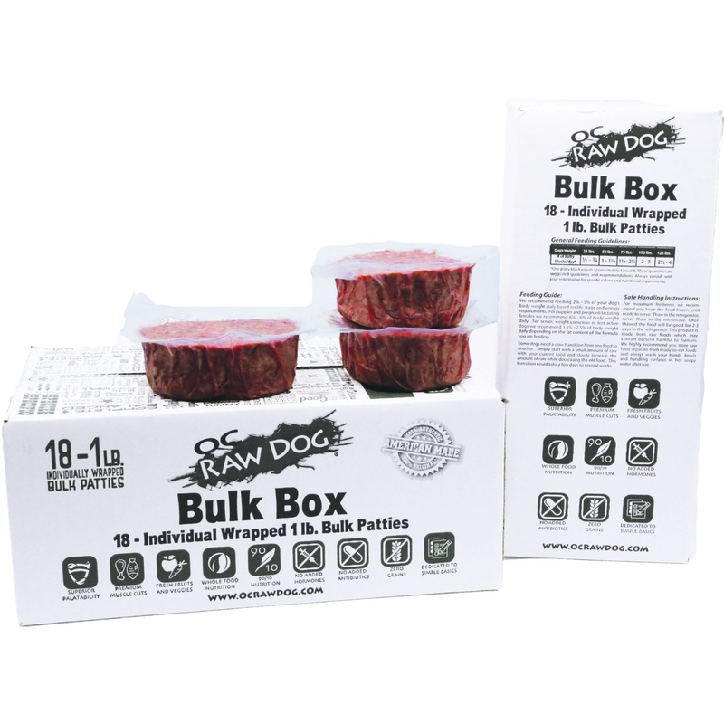 OC Raw Frozen Duck & Produce Patties for Dogs 18lb