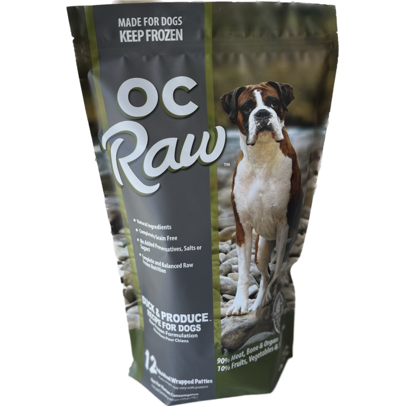 OC Raw Frozen Duck & Produce Patties for Dogs 6lb