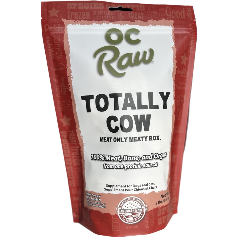 OC Raw Frozen Totally Cow Meaty Rox for Dogs & Cats 2lb