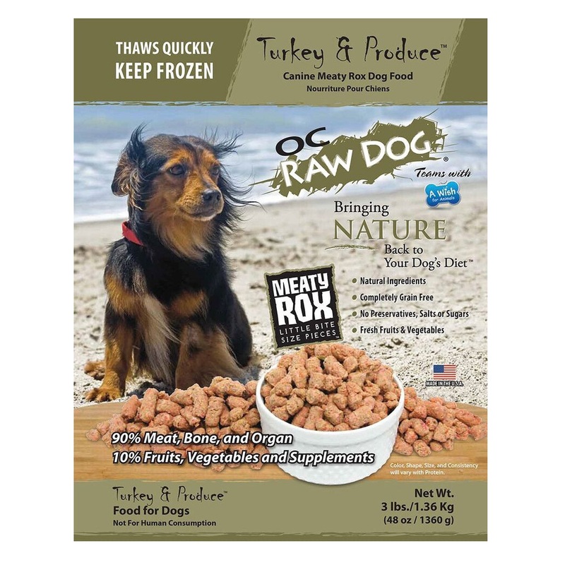 OC Raw Frozen Turkey & Produce Meaty Rox for Dogs 3lb