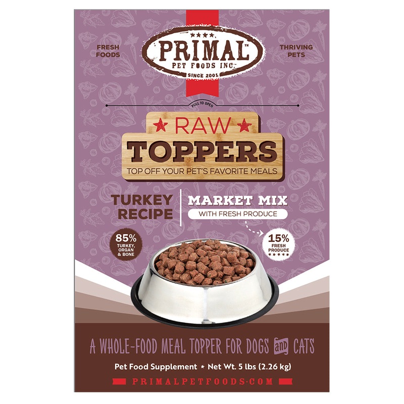 Primal Market Mix Turkey Dog & Cat Frozen Food Topper 5lb