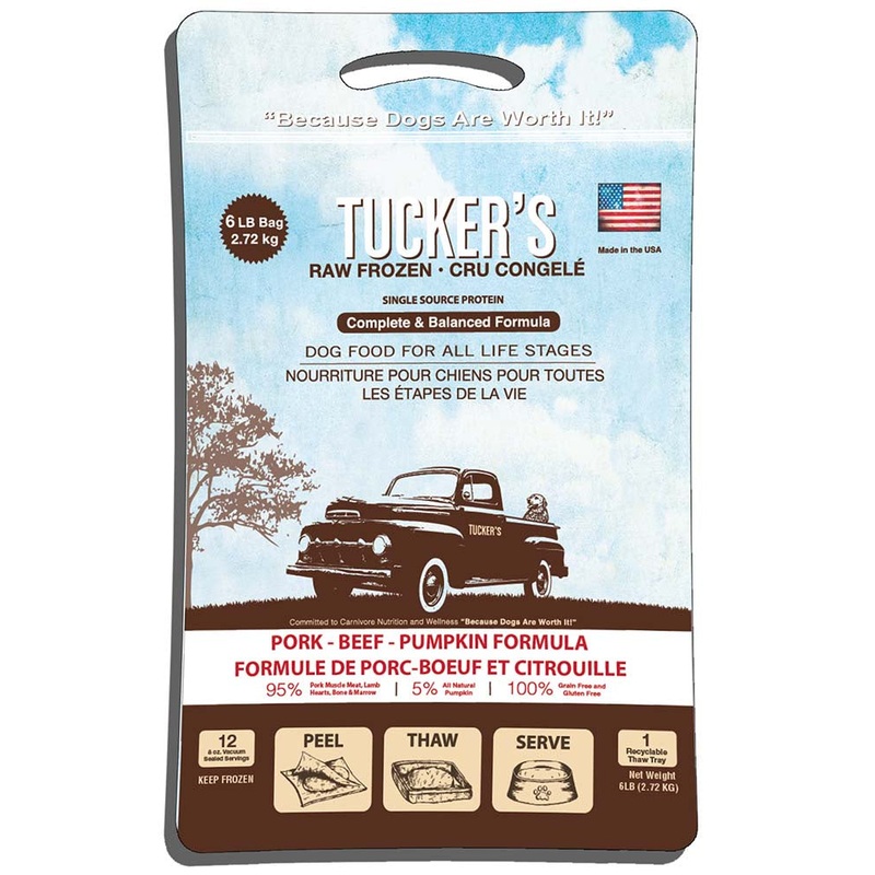 Tucker's Raw/Frozen Pork, Beef & Pumpkin Dog Patties 20lb