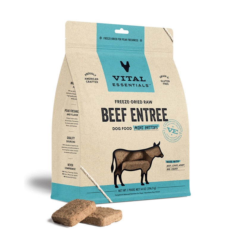 Vital Essentials Freeze-Dried Beef Mini Patties for Dogs 14oz