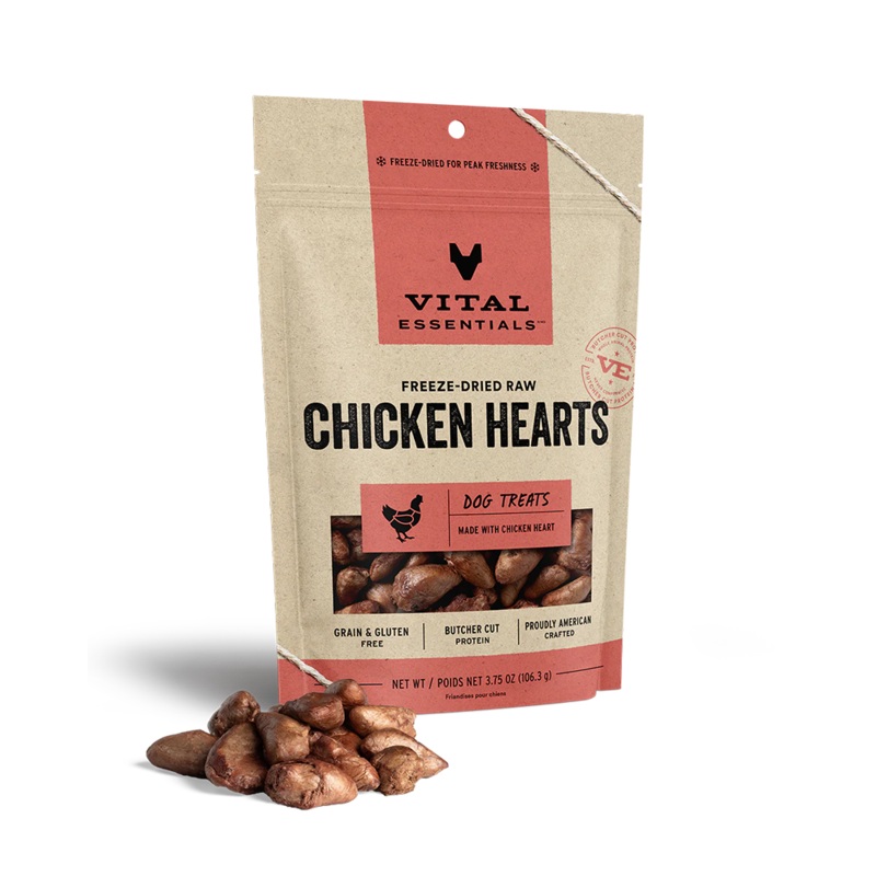 Vital Essentials Freeze-Dried Chicken Hearts Dog Treats 3.75oz