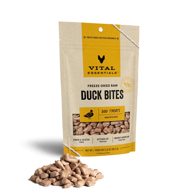 Vital Essentials Freeze-Dried Duck Bites Dog Treats 2oz